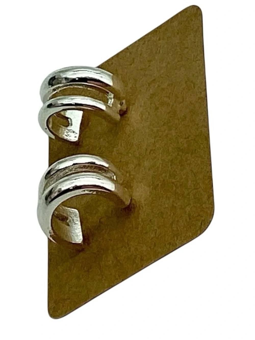 Chucky Sculpted Silver Tone Stud Hoop Earrings (NWT)